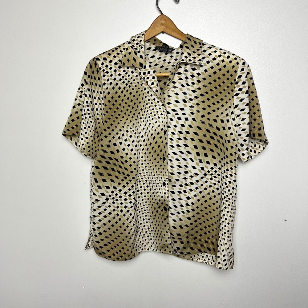 Vintage Notations Clothing Woman's Large Collared Retro Button‎ Up Large